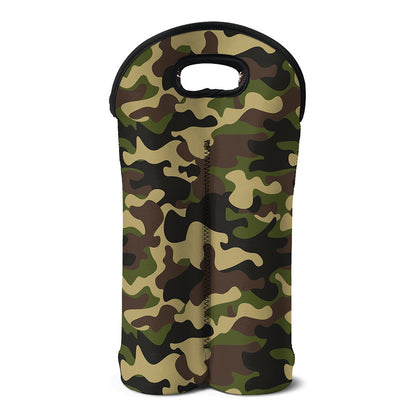 Army Green Camouflage Print Double Neoprene Wine Tote