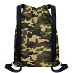 Army Green Camouflage Print Drawstring Backpack