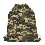 Army Green Camouflage Print Drawstring Bag