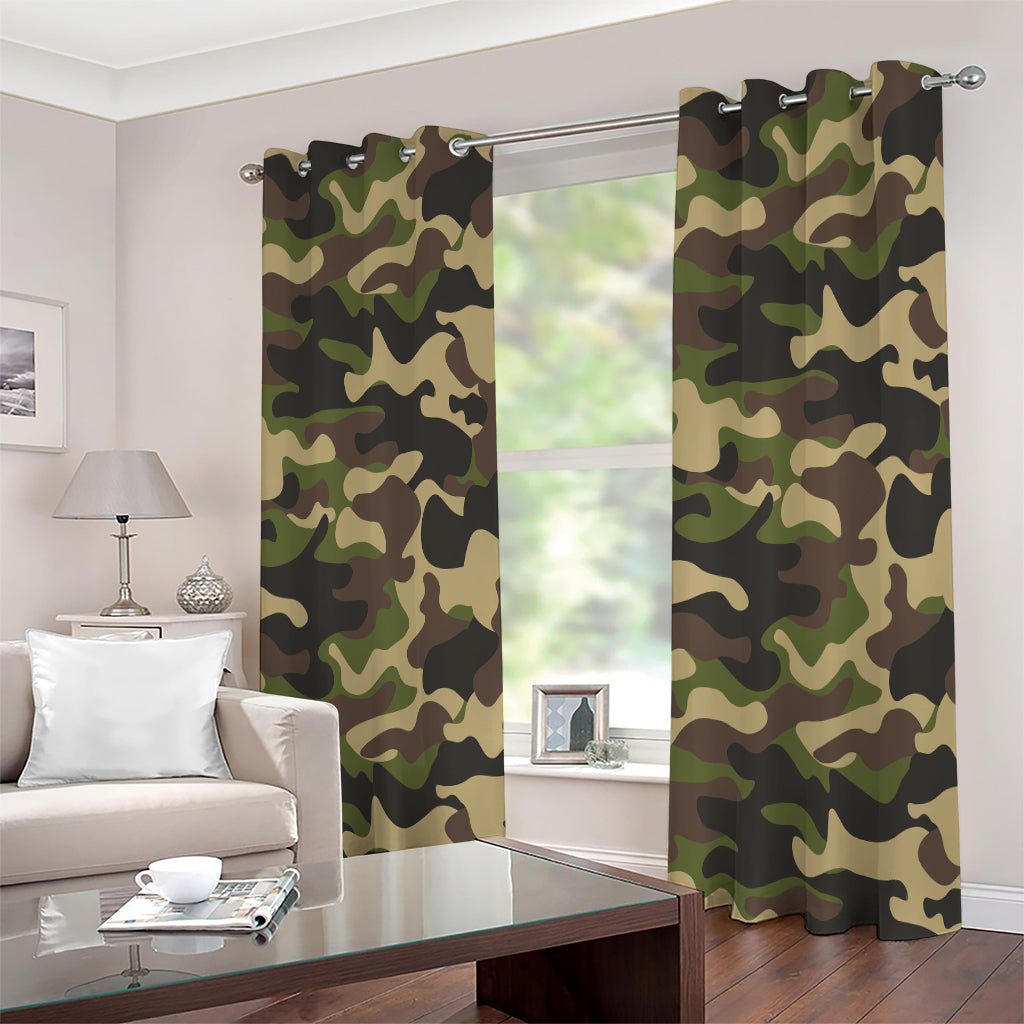 Army Green Camouflage Print Extra Wide Grommet Curtains