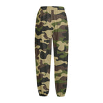 Army Green Camouflage Print Fleece Lined Knit Pants