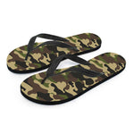 Army Green Camouflage Print Flip Flops