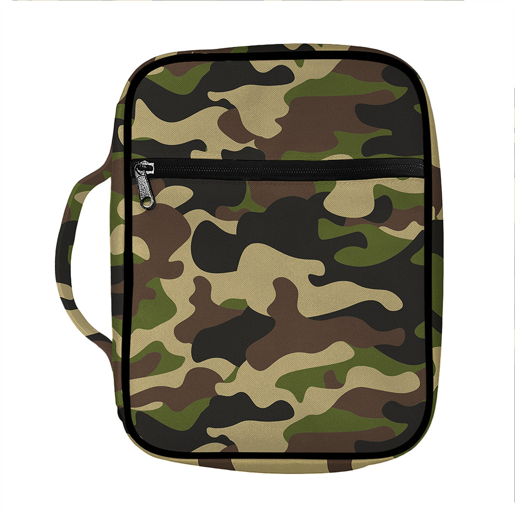 Army Green Camouflage Print Front Pocket Bible Bag