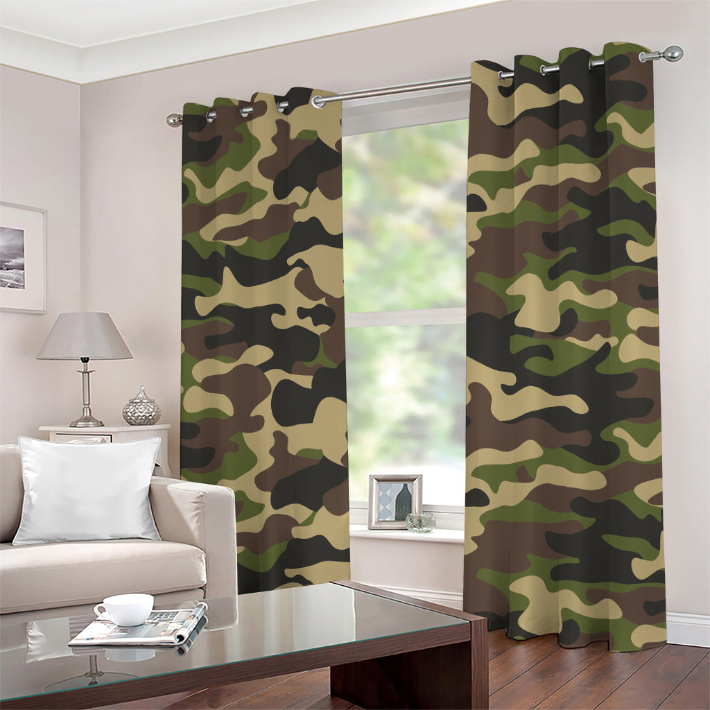Army Green Camouflage Print Grommet Curtains