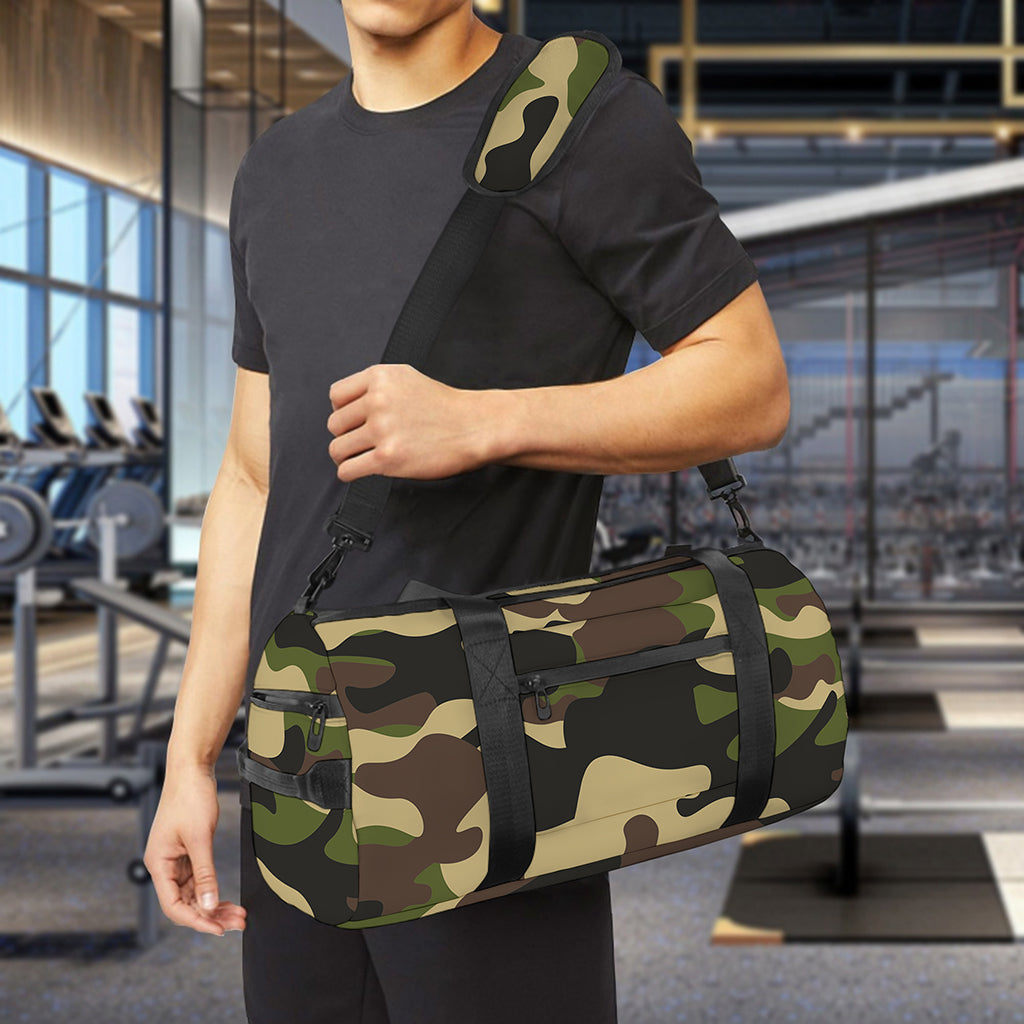 Army Green Camouflage Print Gym Bag