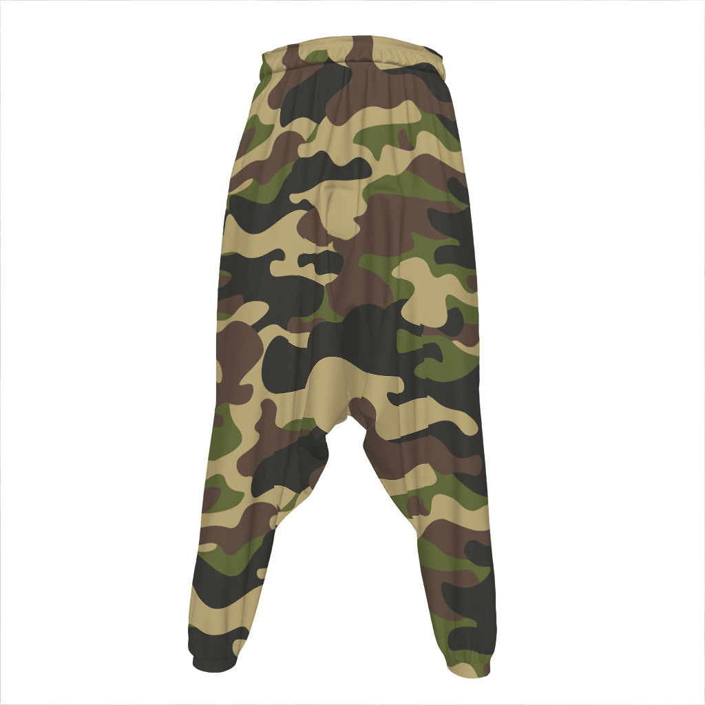 Army Green Camouflage Print Hammer Pants