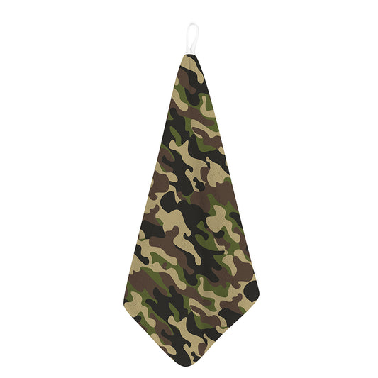 Army Green Camouflage Print Hand Towel