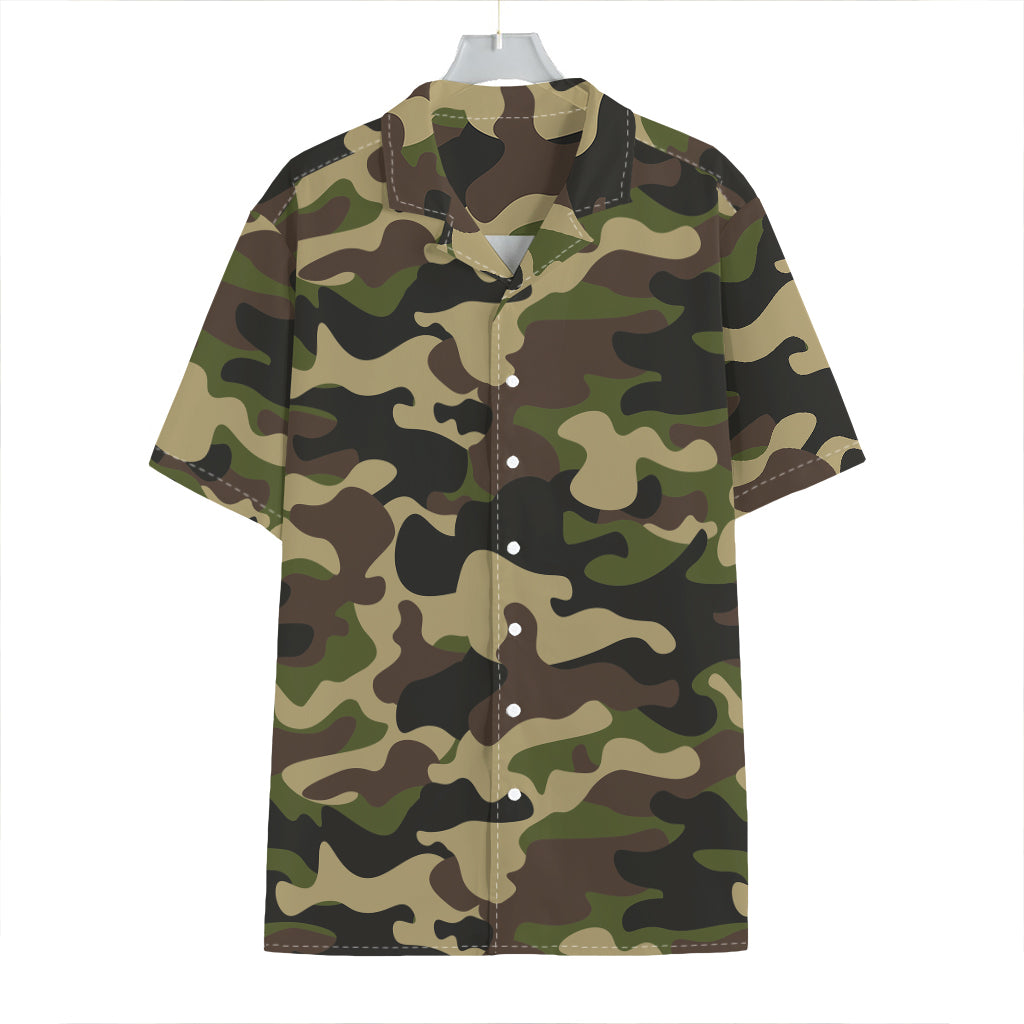 Army Green Camouflage Print Hawaiian Shirt