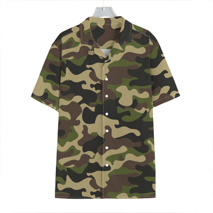 Army Green Camouflage Print Hawaiian Shirt