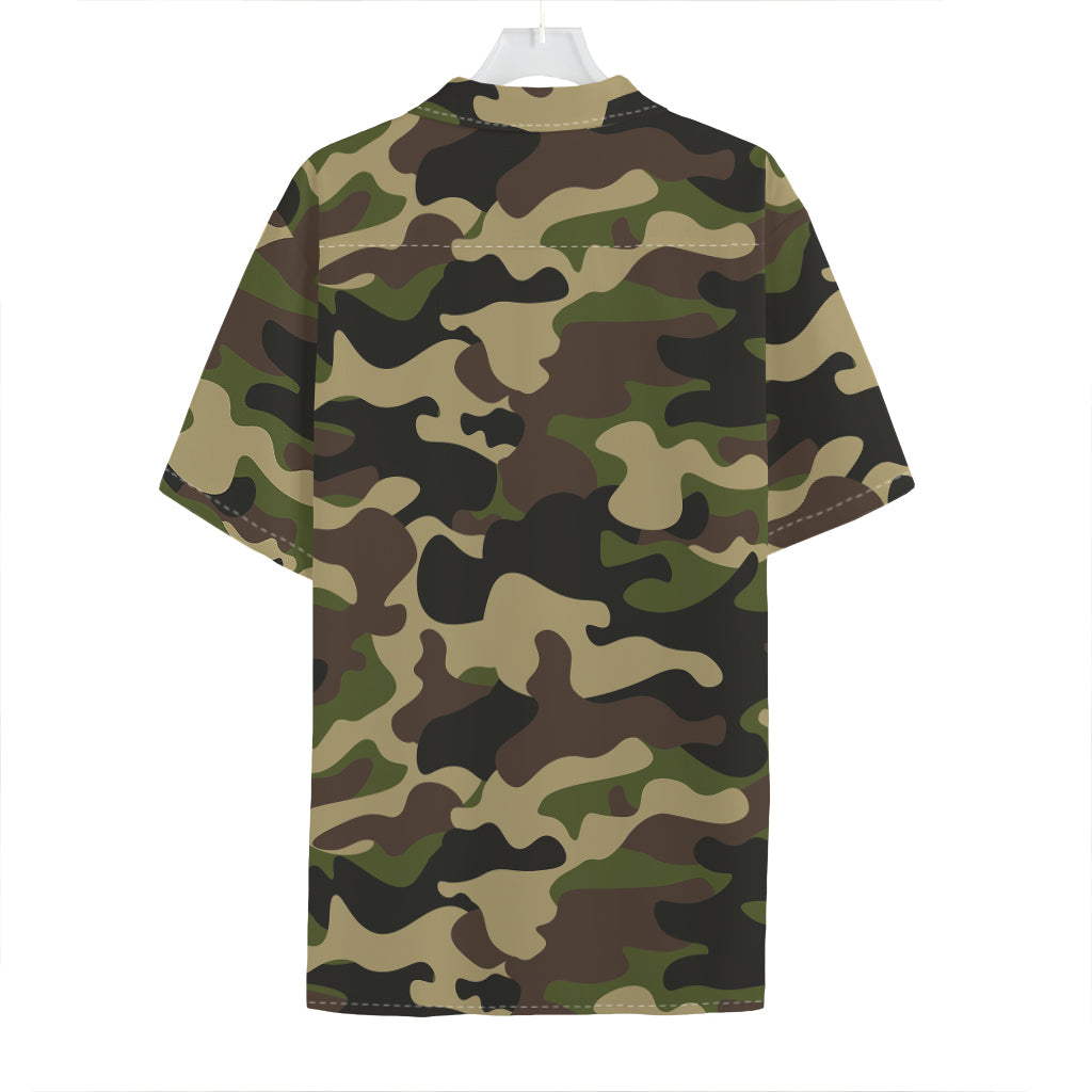 Army Green Camouflage Print Hawaiian Shirt