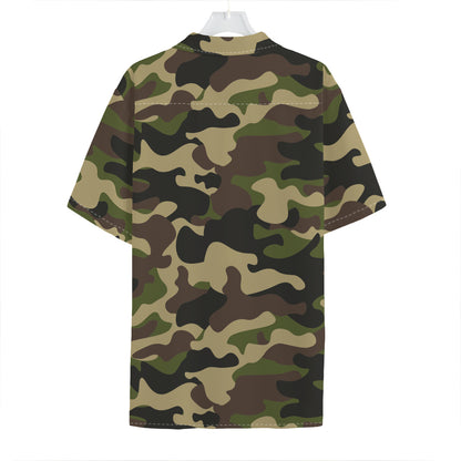 Army Green Camouflage Print Hawaiian Shirt