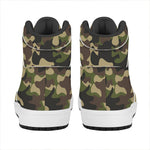 Army Green Camouflage Print High Top Leather Sneakers
