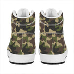 Army Green Camouflage Print High Top Leather Sneakers