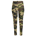 Army Green Camouflage Print High-Waisted Pocket Leggings