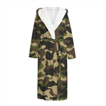 Army Green Camouflage Print Hooded Bathrobe