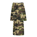Army Green Camouflage Print Hooded Bathrobe