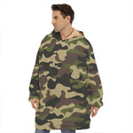 Army Green Camouflage Print Hoodie Blanket