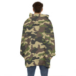Army Green Camouflage Print Hoodie Blanket