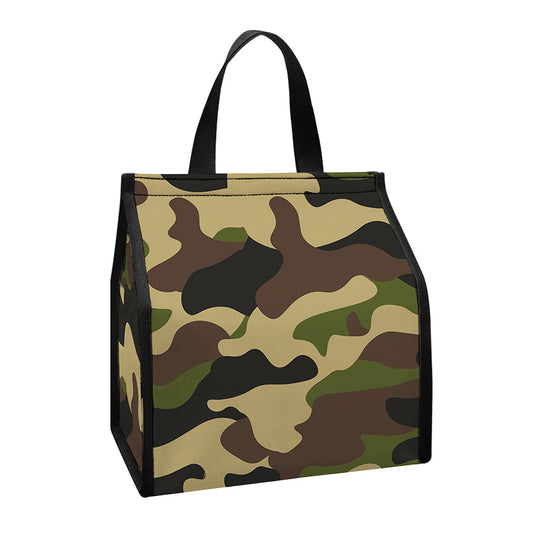 Army Green Camouflage Print Insulated Lunch Tote
