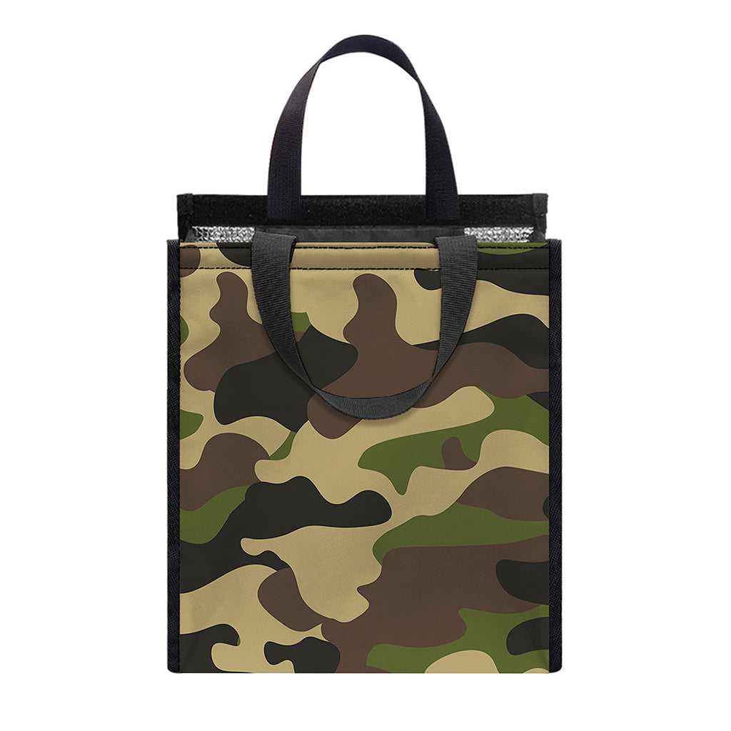 Army Green Camouflage Print Insulated Lunch Tote