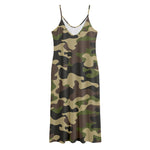 Army Green Camouflage Print Jersey Midi Cami Dress