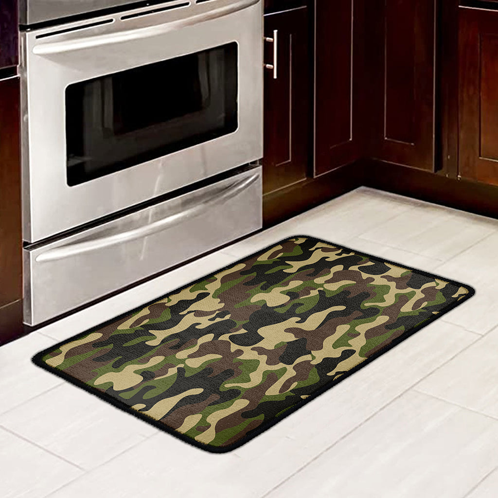 Army Green Camouflage Print Kitchen Mat
