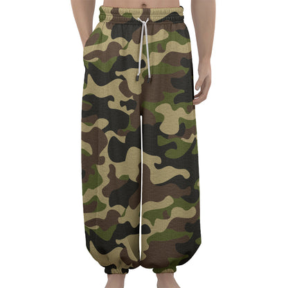 Army Green Camouflage Print Lantern Pants