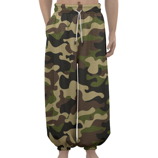 Army Green Camouflage Print Lantern Pants