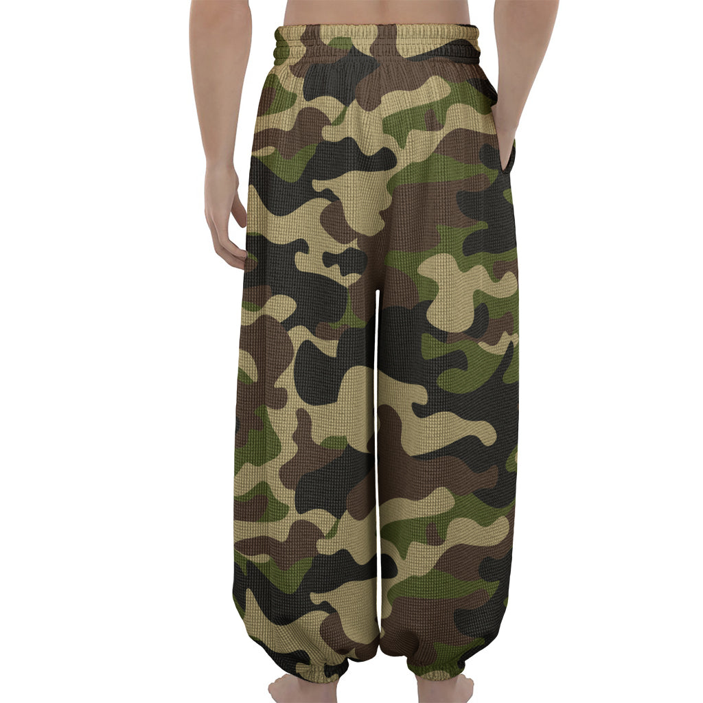Army Green Camouflage Print Lantern Pants