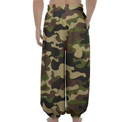 Army Green Camouflage Print Lantern Pants