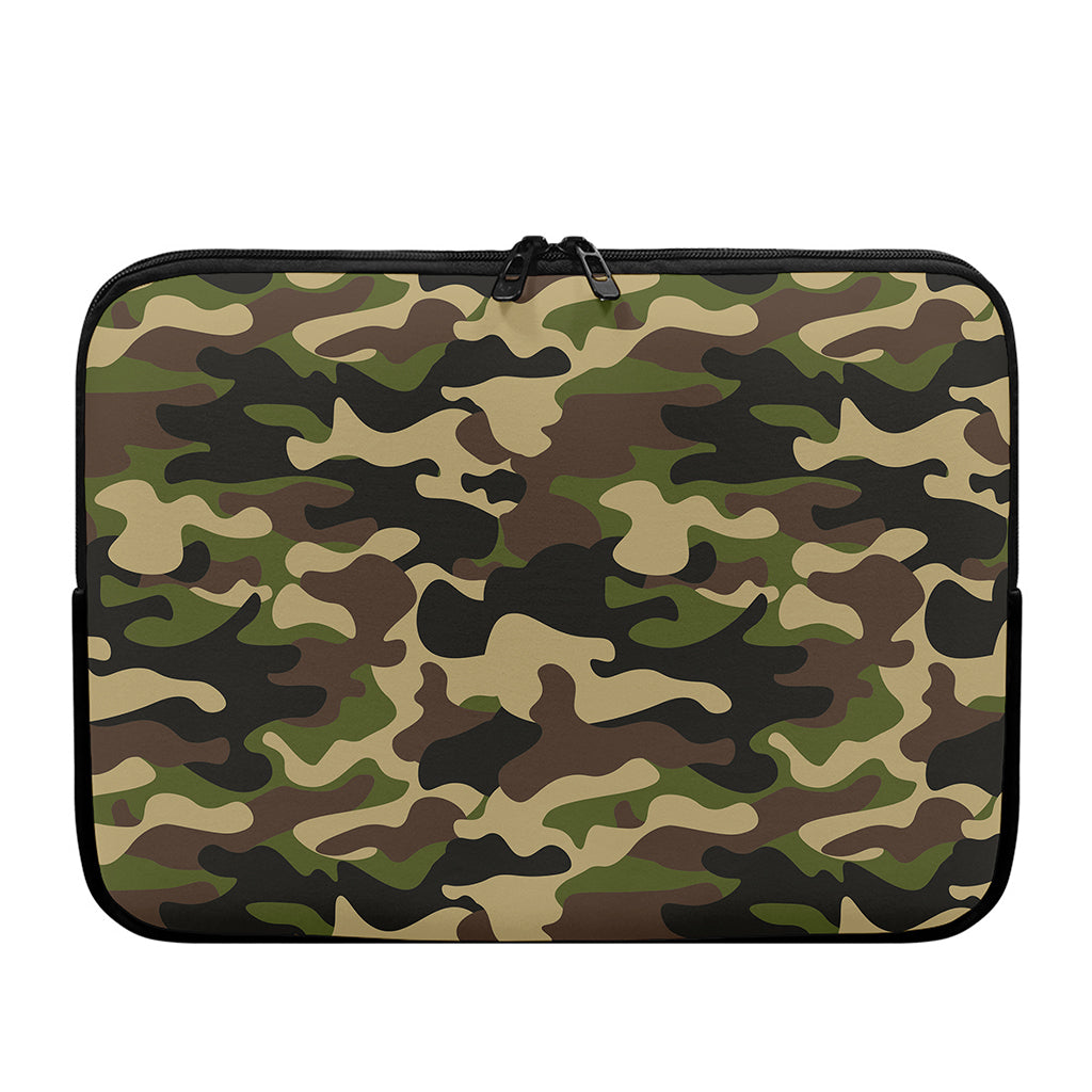 Army Green Camouflage Print Laptop Sleeve