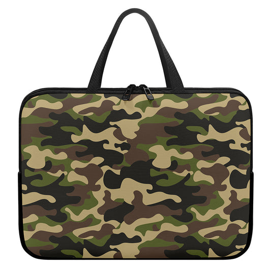 Army Green Camouflage Print Laptop Sleeve With Handle