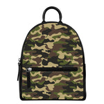 Army Green Camouflage Print Leather Backpack