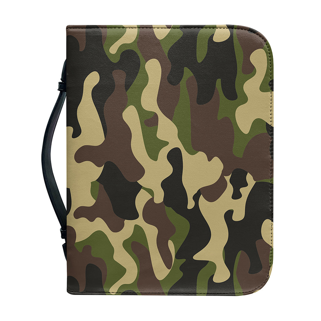 Army Green Camouflage Print Leather Bible Cover