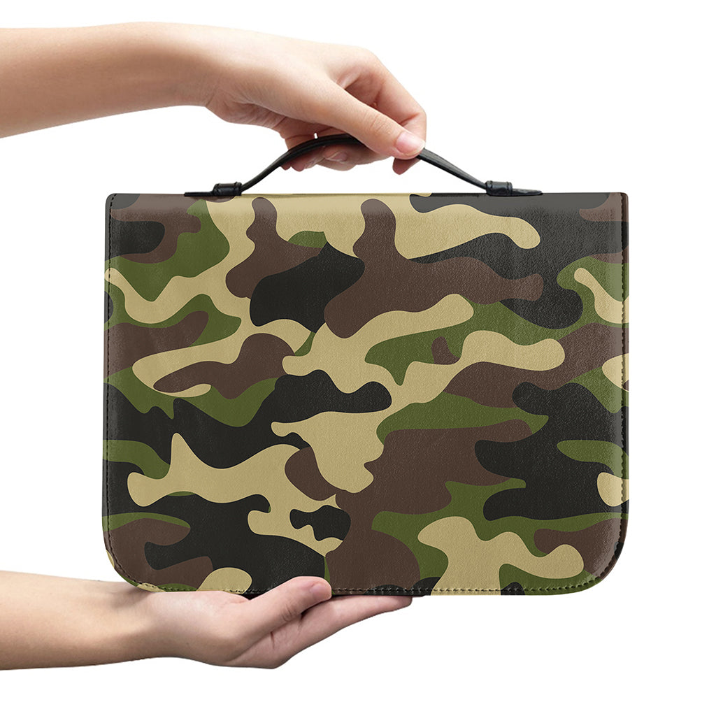 Army Green Camouflage Print Leather Bible Cover
