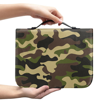 Army Green Camouflage Print Leather Bible Cover