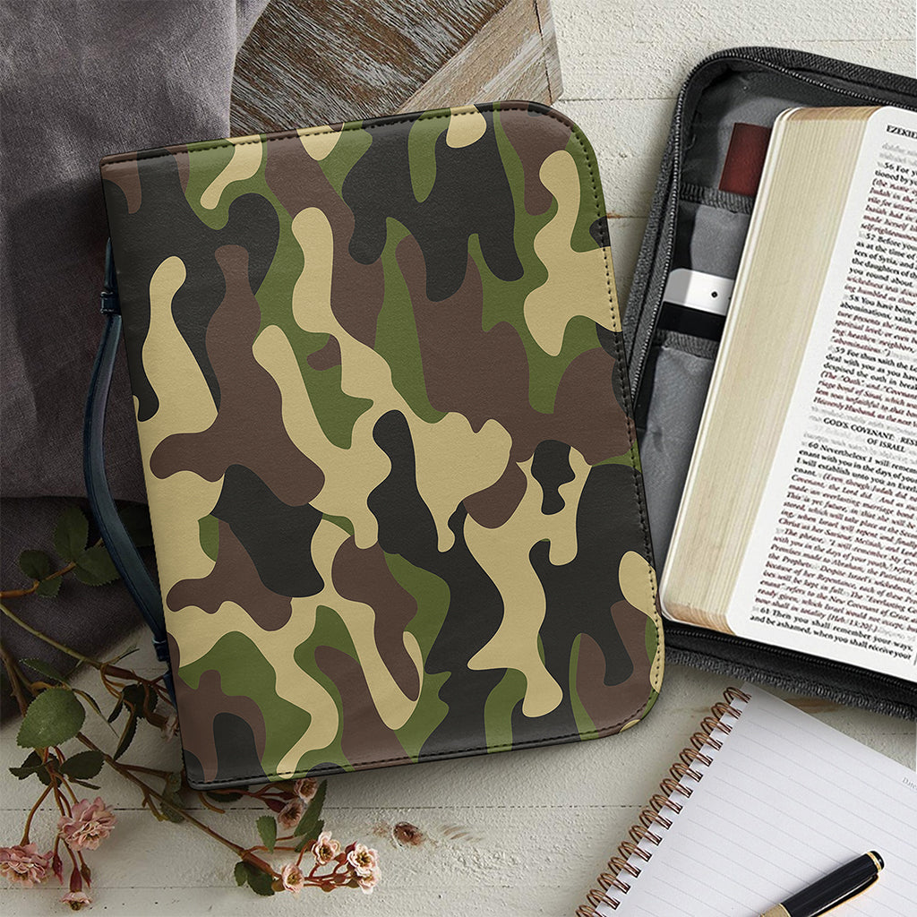 Army Green Camouflage Print Leather Bible Cover