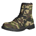 Army Green Camouflage Print Lace-Up Boots