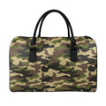 Army Green Camouflage Print Leather Duffel Bag