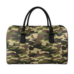 Army Green Camouflage Print Leather Duffle Bag