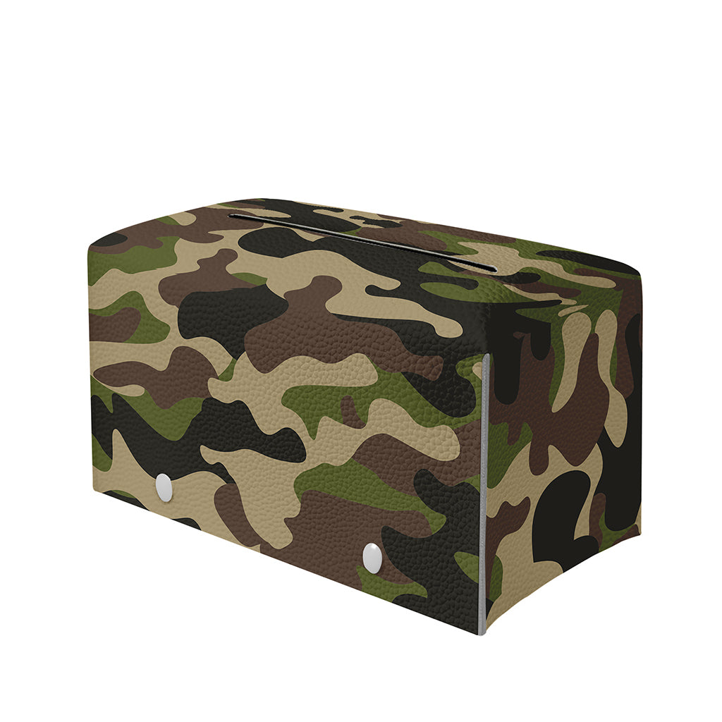 Army Green Camouflage Print Leather Tissue Box Cover
