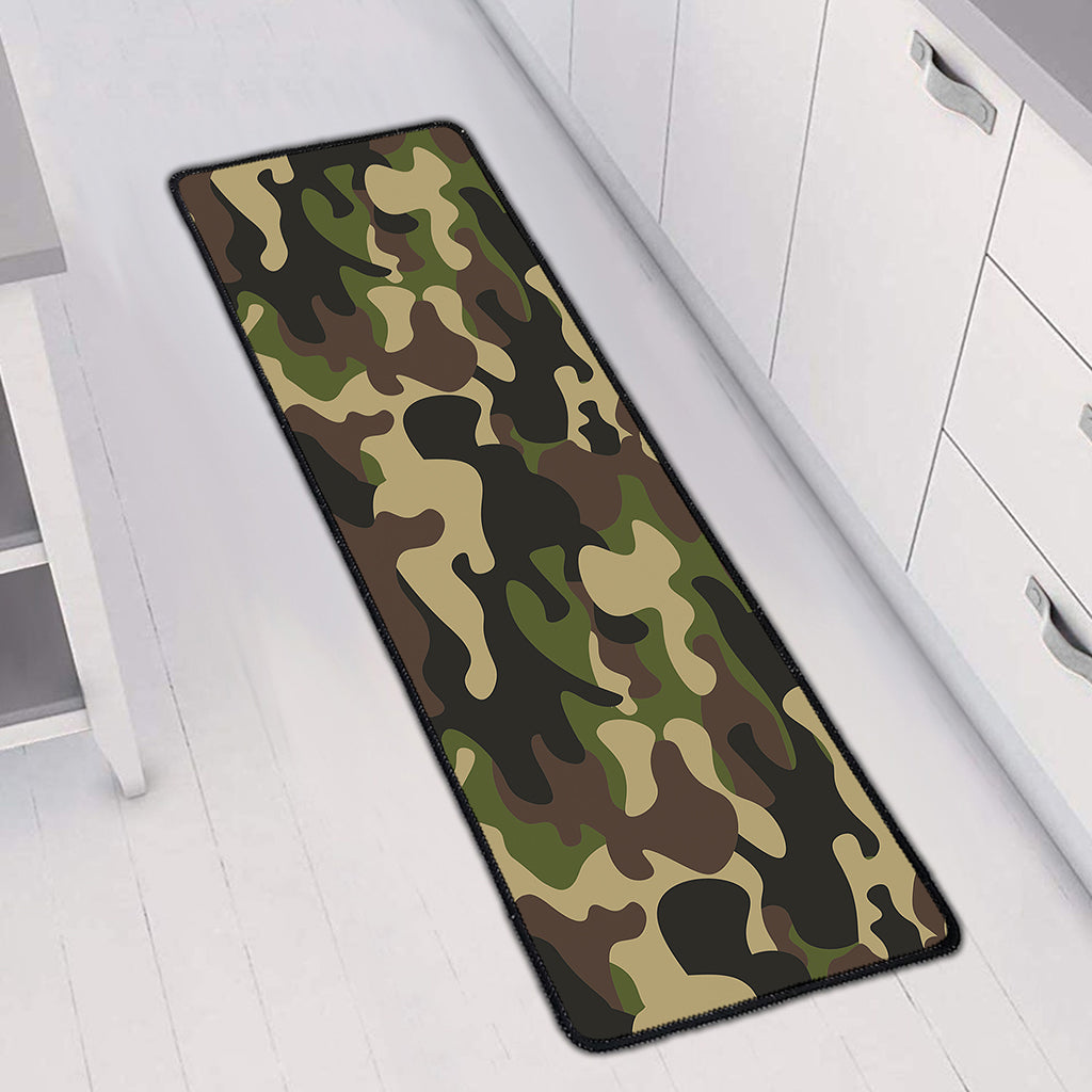 Army Green Camouflage Print Long Kitchen Mat