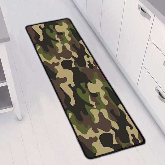 Army Green Camouflage Print Long Kitchen Mat
