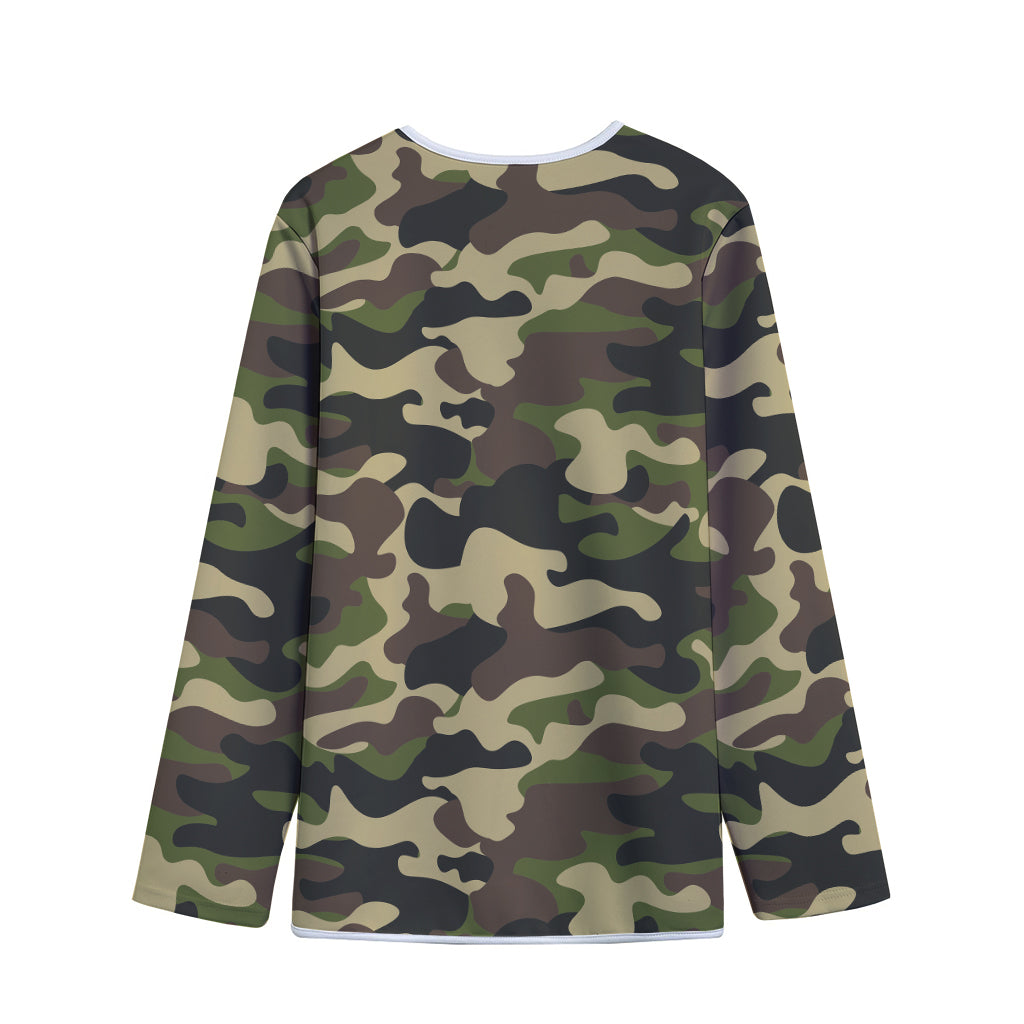Army Green Camouflage Print Long Sleeve Short Coat