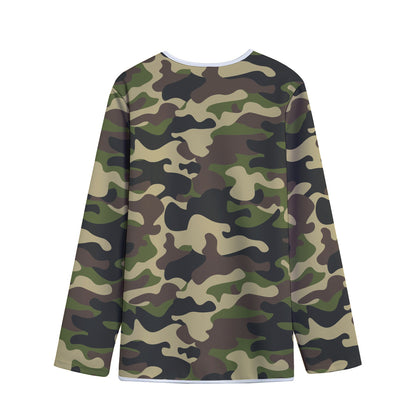 Army Green Camouflage Print Long Sleeve Short Coat
