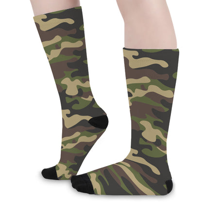Army Green Camouflage Print Long Socks