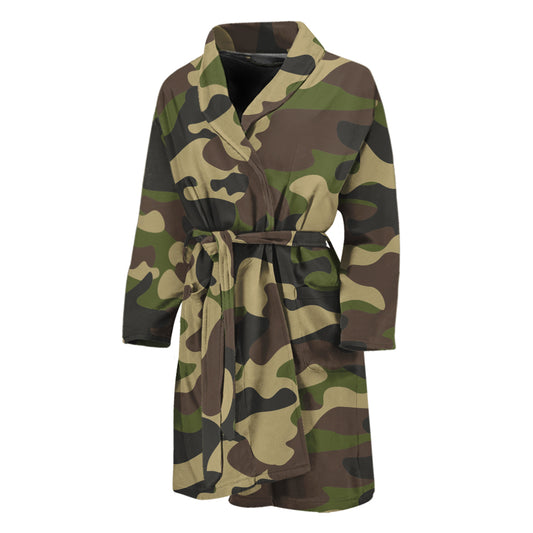 Army Green Camouflage Print Men's Bathrobe