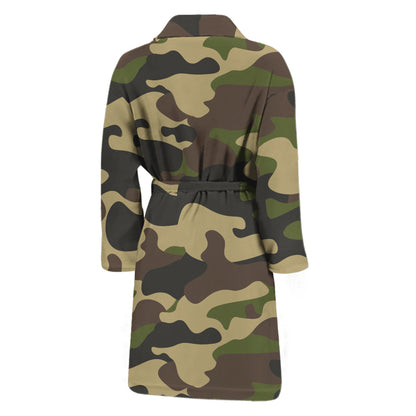 Army Green Camouflage Print Men's Bathrobe