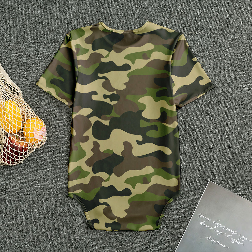 Army Green Camouflage Print Men's Bodysuit