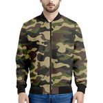Army Green Camouflage Print Men's Bomber Jacket